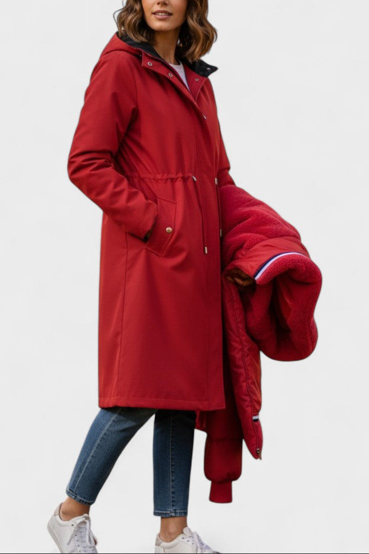 Giada | Cappotto Lungo con Cappuccio e Dettagli Chic 11