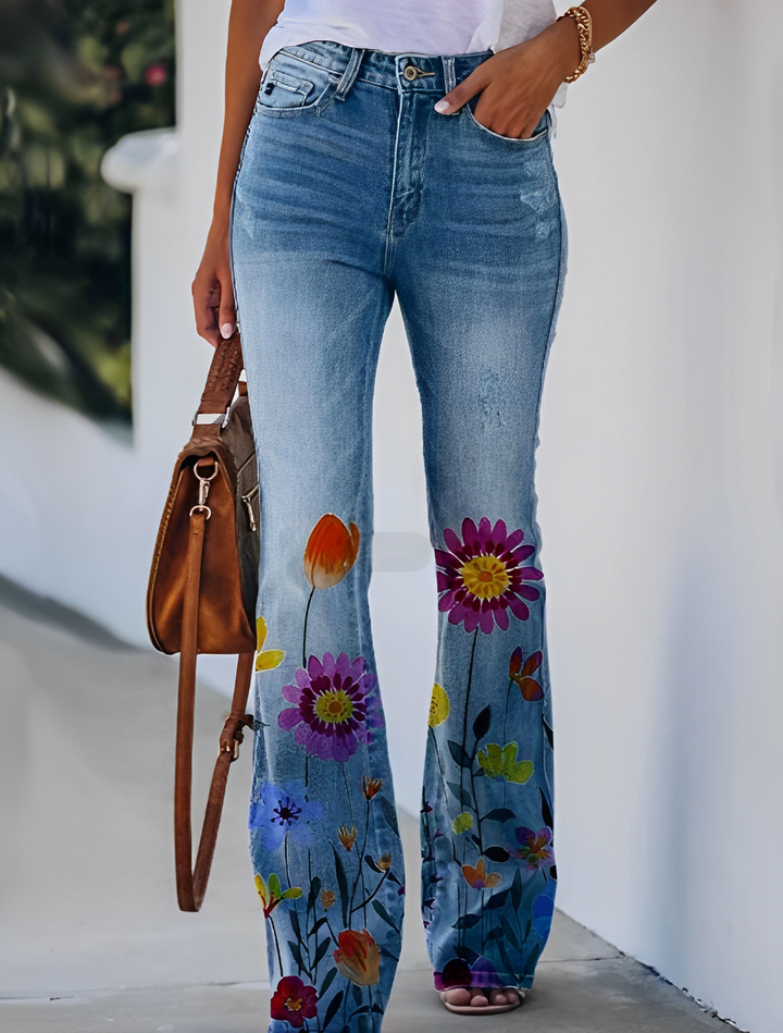 Glenna - Pantaloni a zampa estivi con motivo floreale per donne 2