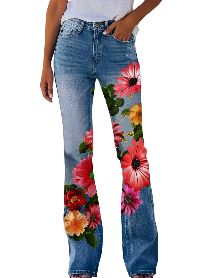 Glenna - Pantaloni a zampa estivi con motivo floreale per donne 4