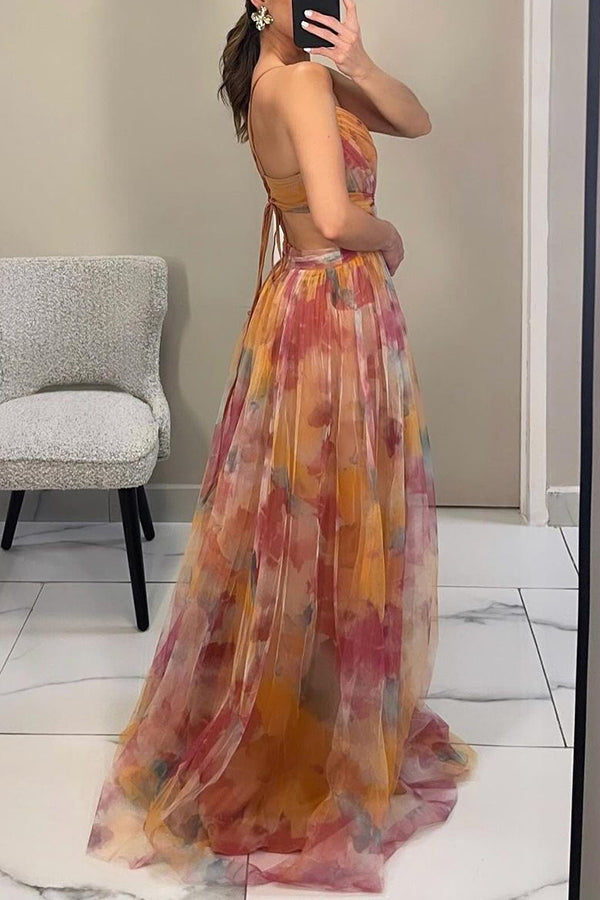 Gwendolyn - Elegante Abito Lungo con Stampa Floreale Donna 4