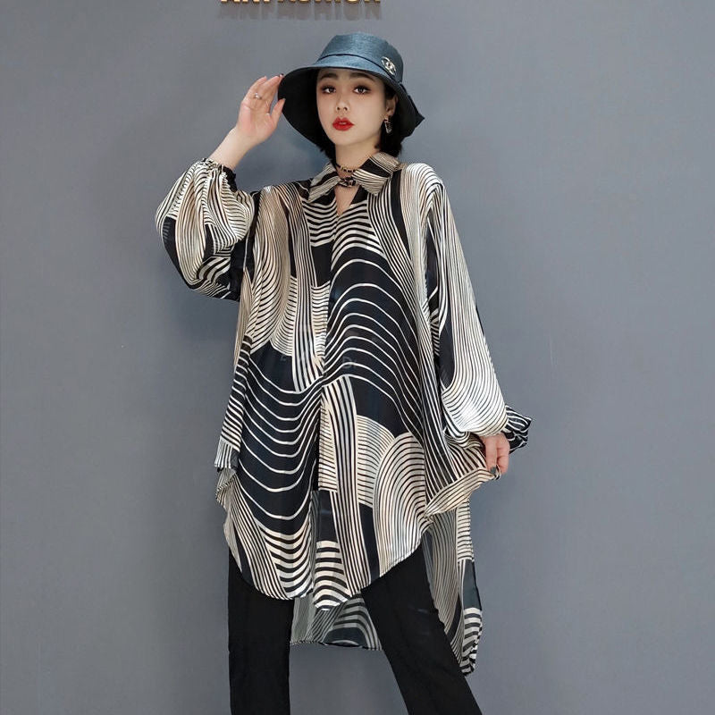 Hazel - Elegante blusa di chiffon con taglio asimmetrico per donne 0