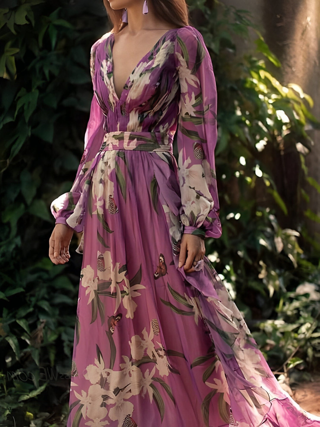 Josceline - Abito elegante in chiffon a maniche lunghe 0