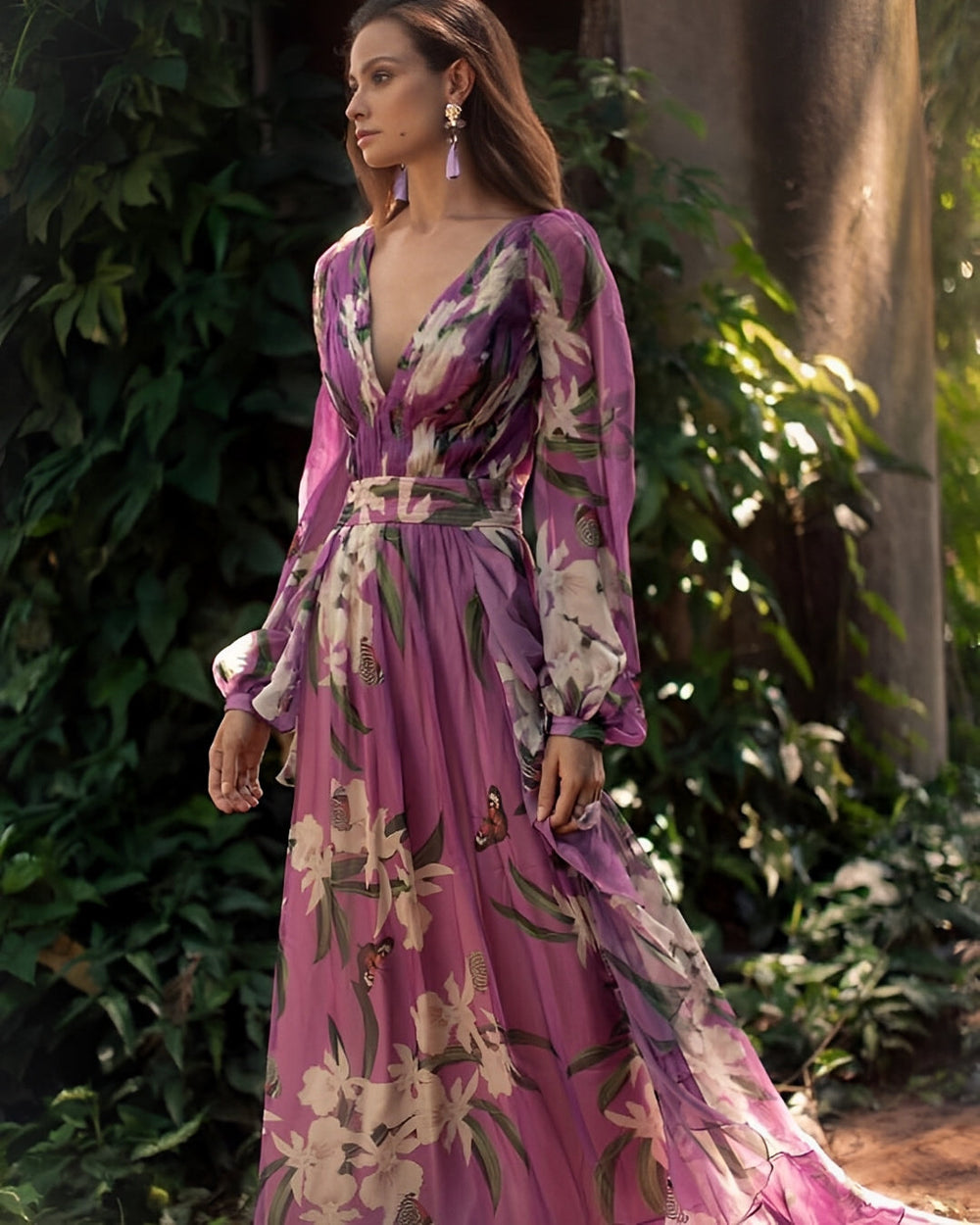 Josceline - Abito elegante in chiffon a maniche lunghe 1