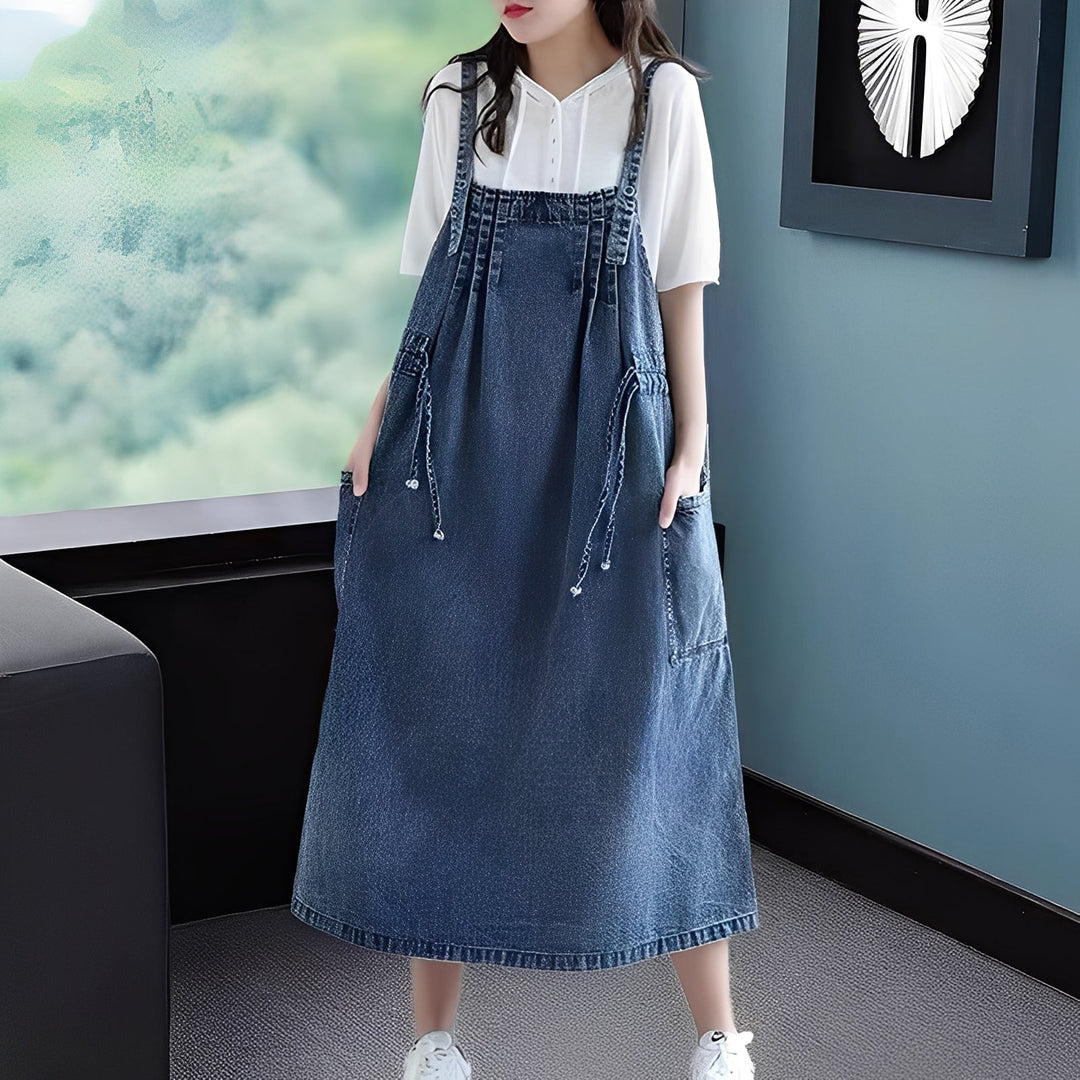 Kelsey - Abito di jeans casual con tasche per donne 0