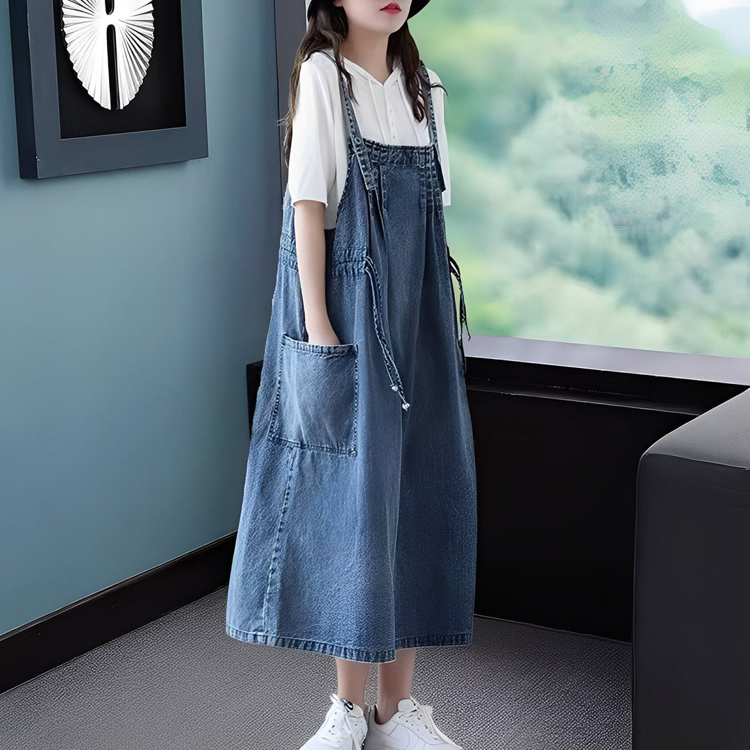 Kelsey - Abito di jeans casual con tasche per donne 3