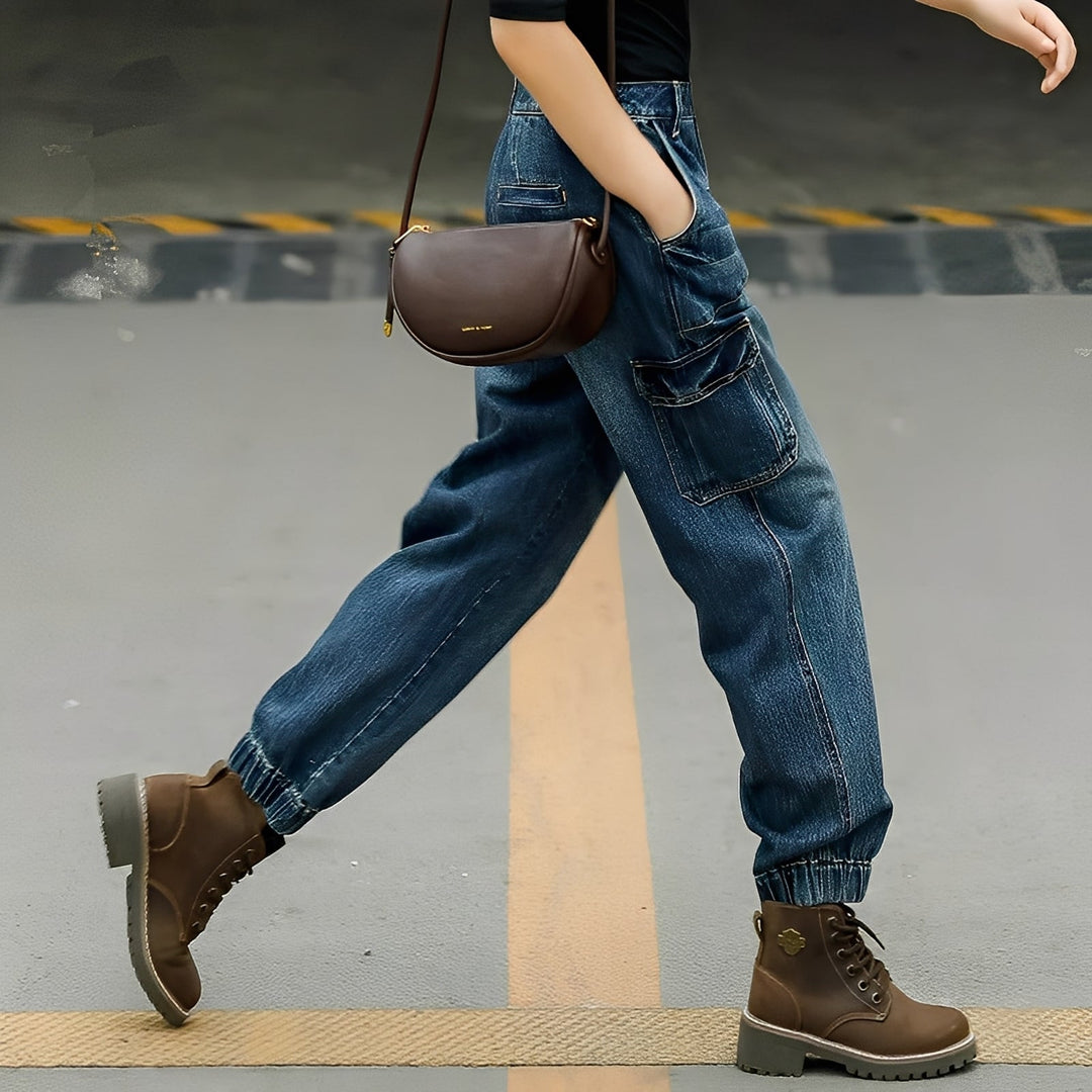 Kristal - Jeans di cotone con tasche multiple per donne 1