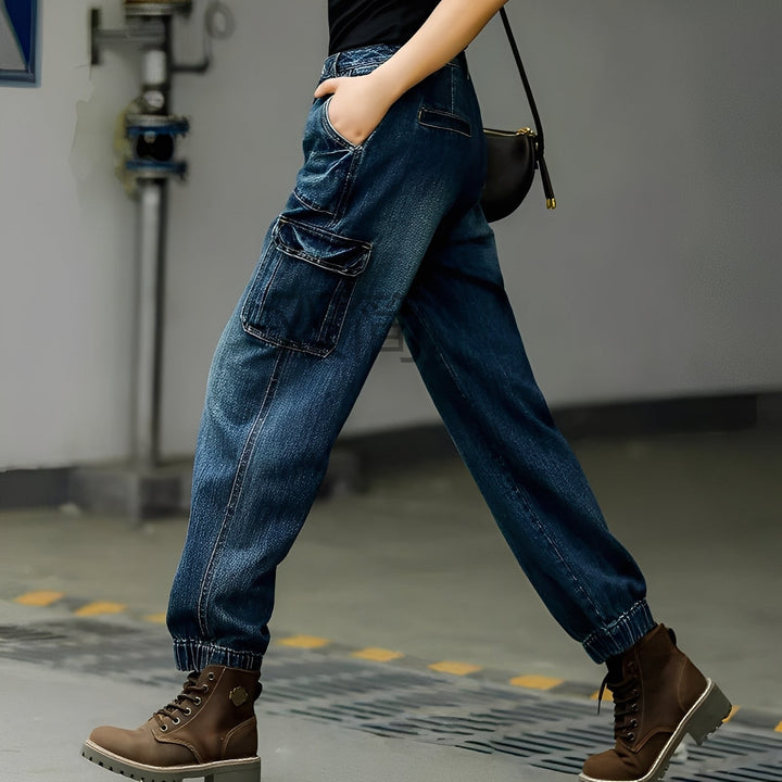 Kristal - Jeans di cotone con tasche multiple per donne 2