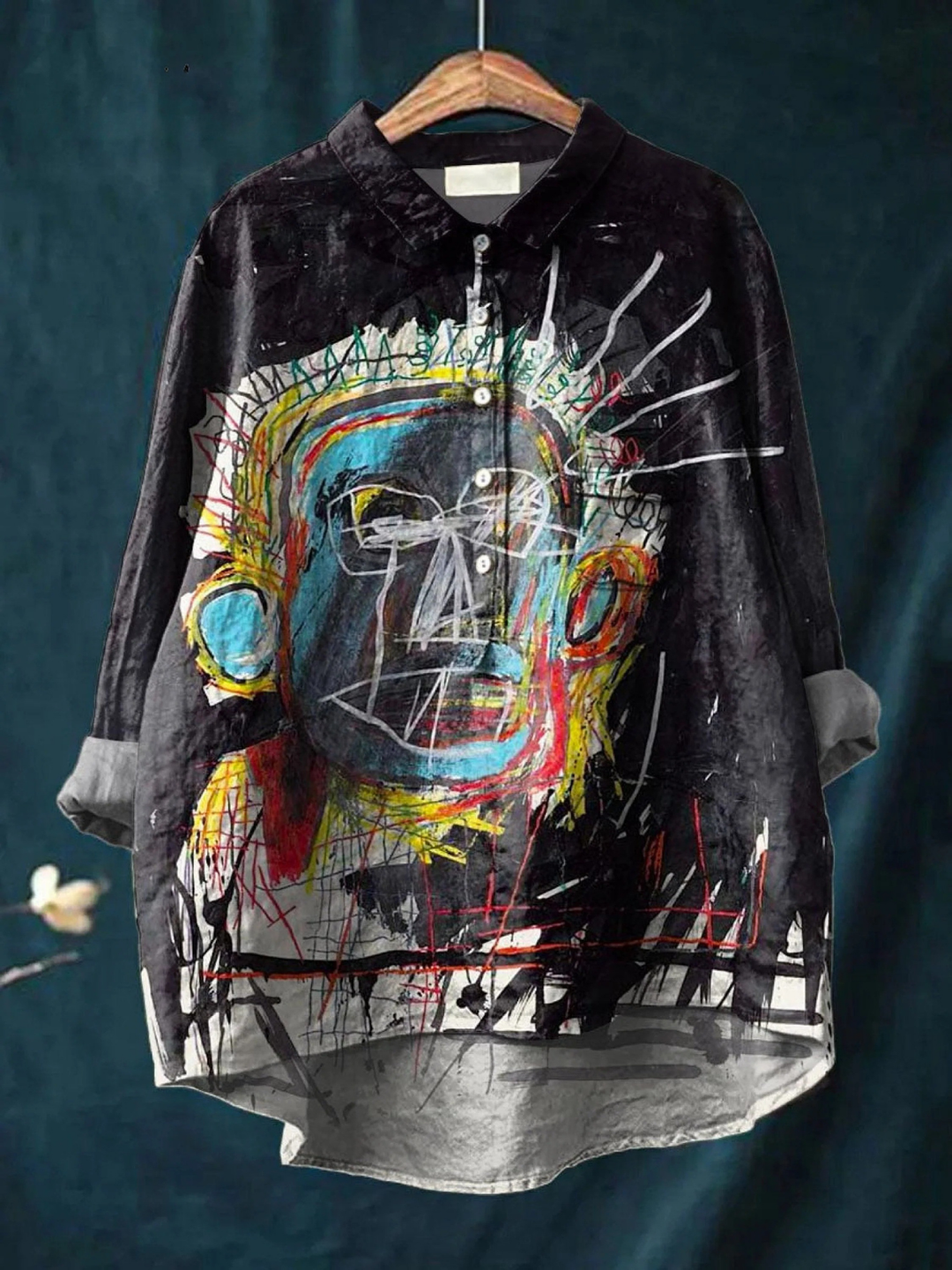 Kylie | Camicia casual con stampa artistica di un dipinto astratto vintage 0