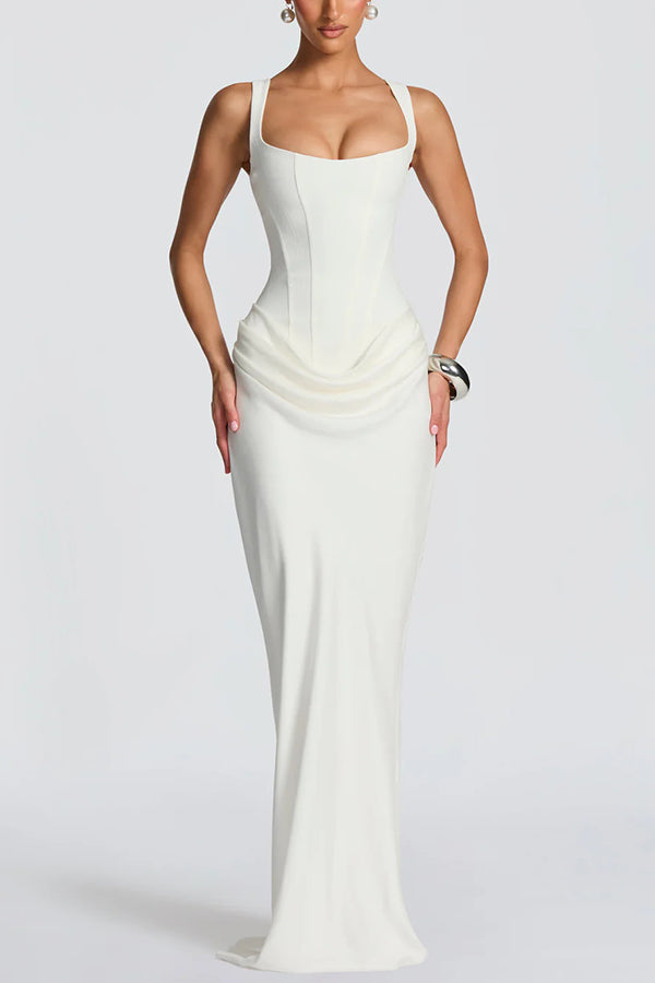 Leonor™ – Abito Maxi Elegante con Scollo Quadrato 0