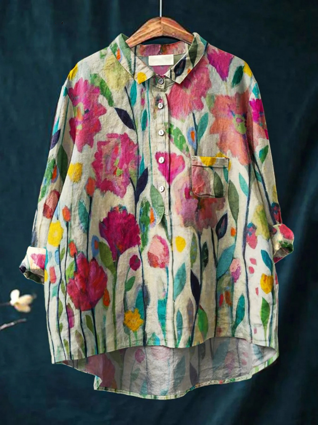 Lindsey | Camicia casual da donna con stampa floreale vintage 0