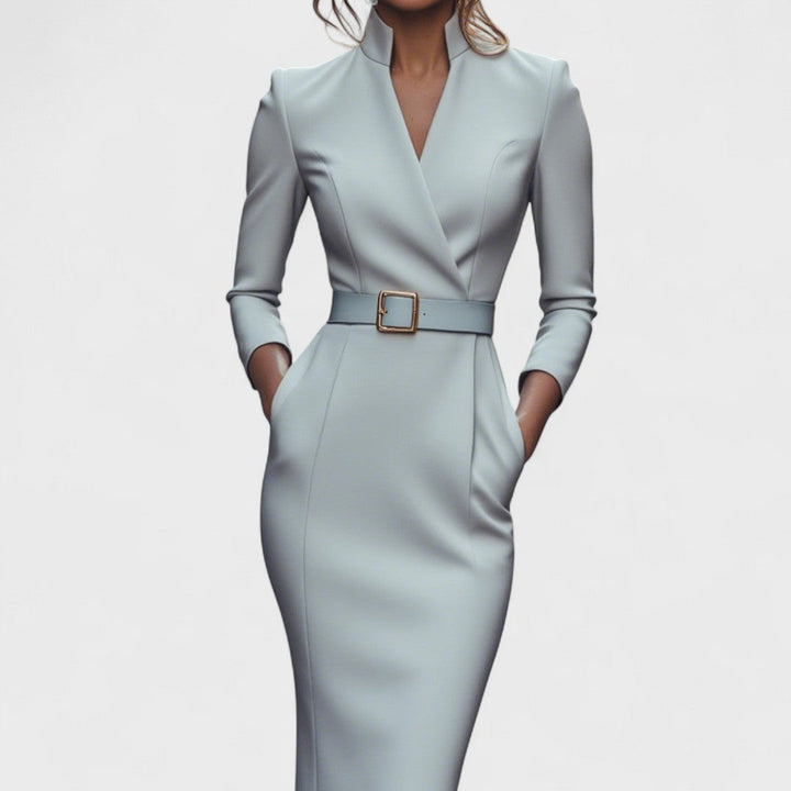 Lunori™ | Mandarin Luxe – Maxi abito con cintura 6