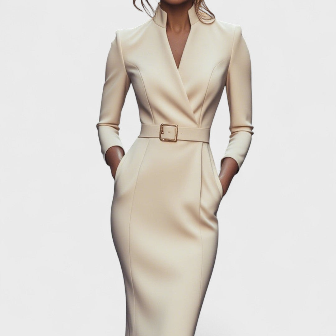 Lunori™ | Mandarin Luxe – Maxi abito con cintura 8