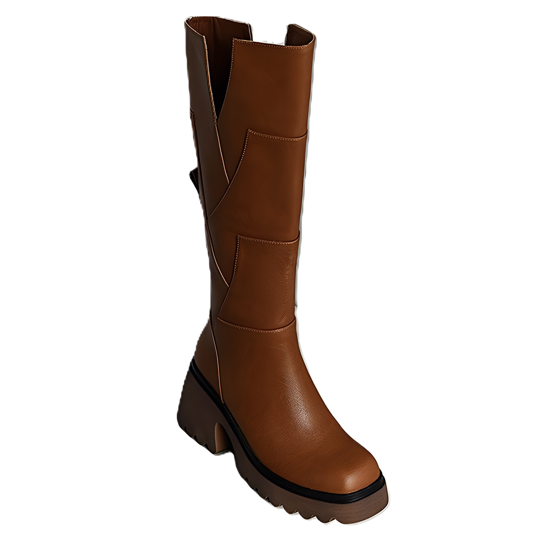 Madelaine - Casual, robusti stivali in pelle con zip per donne 0