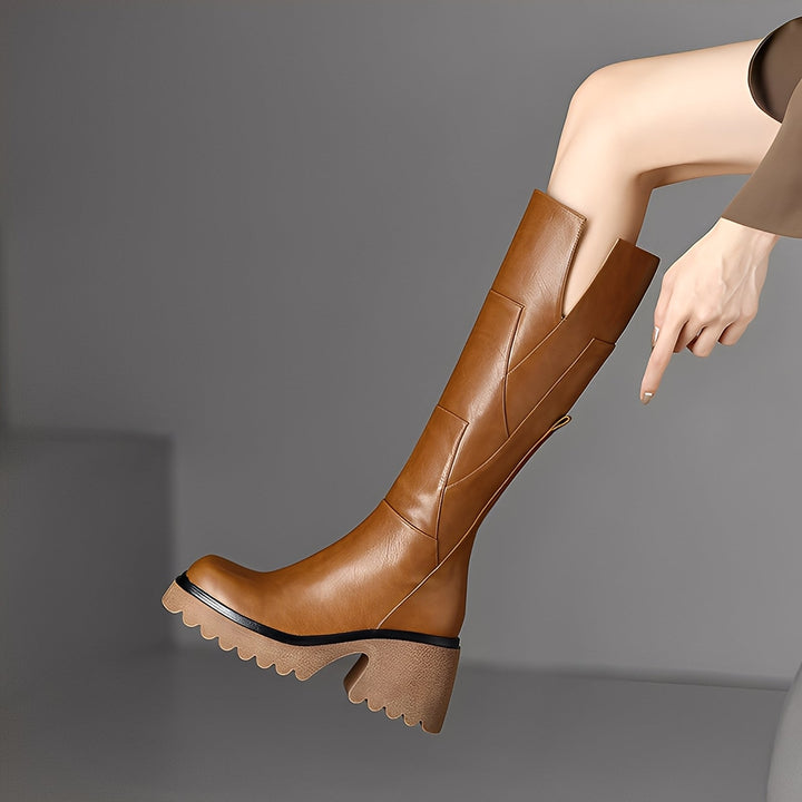 Madelaine - Casual, robusti stivali in pelle con zip per donne 3