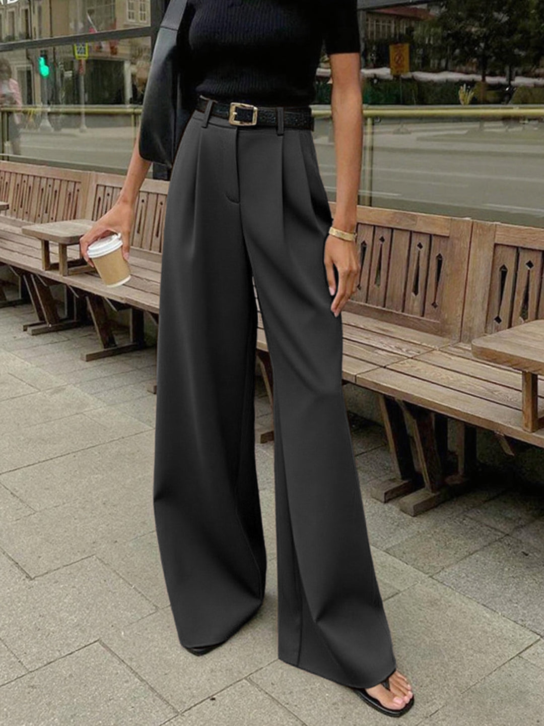 Marlene – Pantaloni in Tessuto Largo Senza Cintura 10