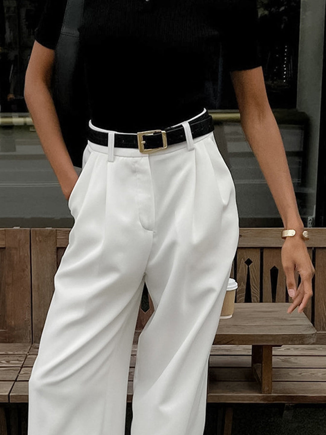 Marlene – Pantaloni in Tessuto Largo Senza Cintura 3