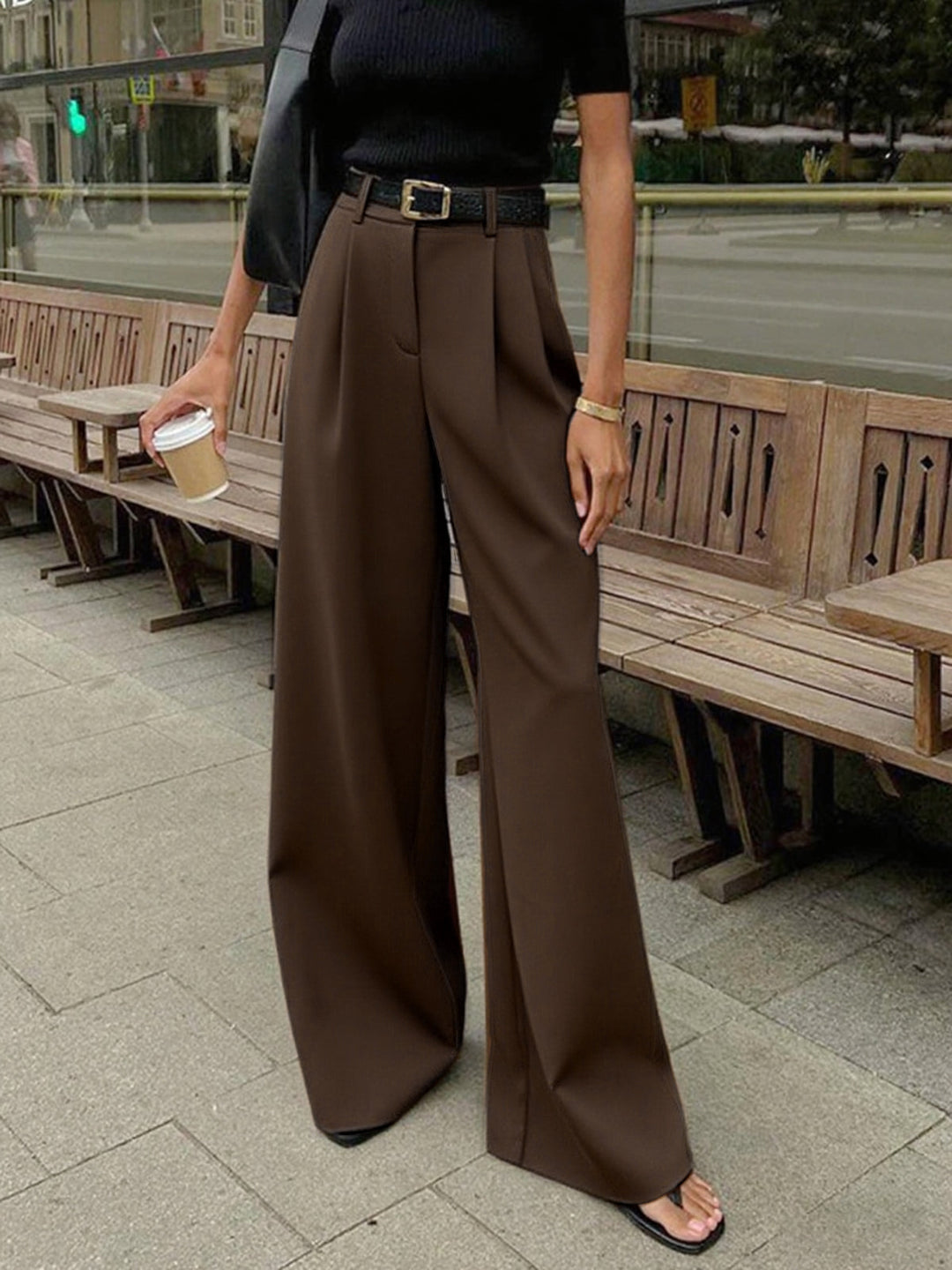 Marlene – Pantaloni in Tessuto Largo Senza Cintura 7