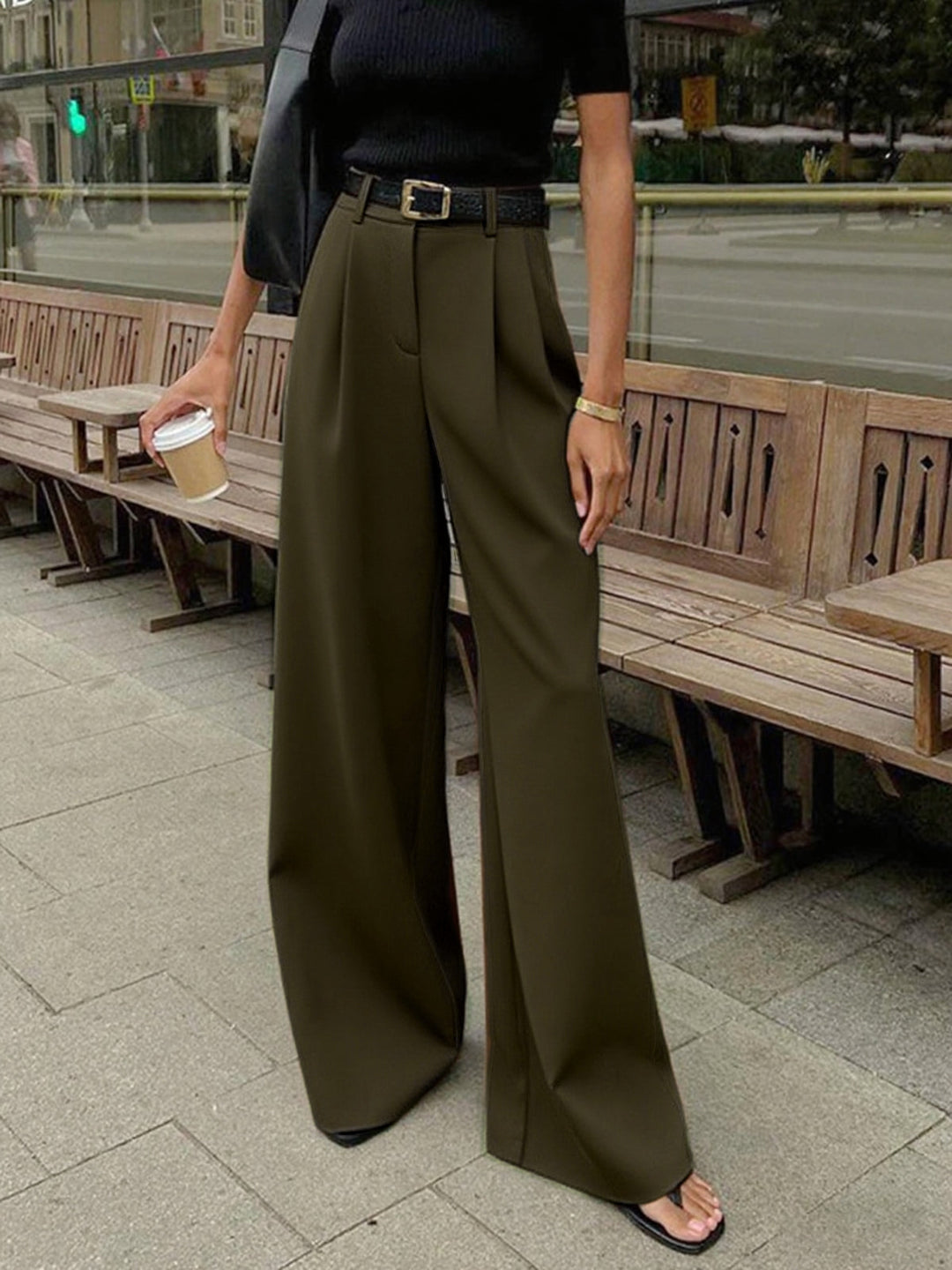 Marlene – Pantaloni in Tessuto Largo Senza Cintura 8