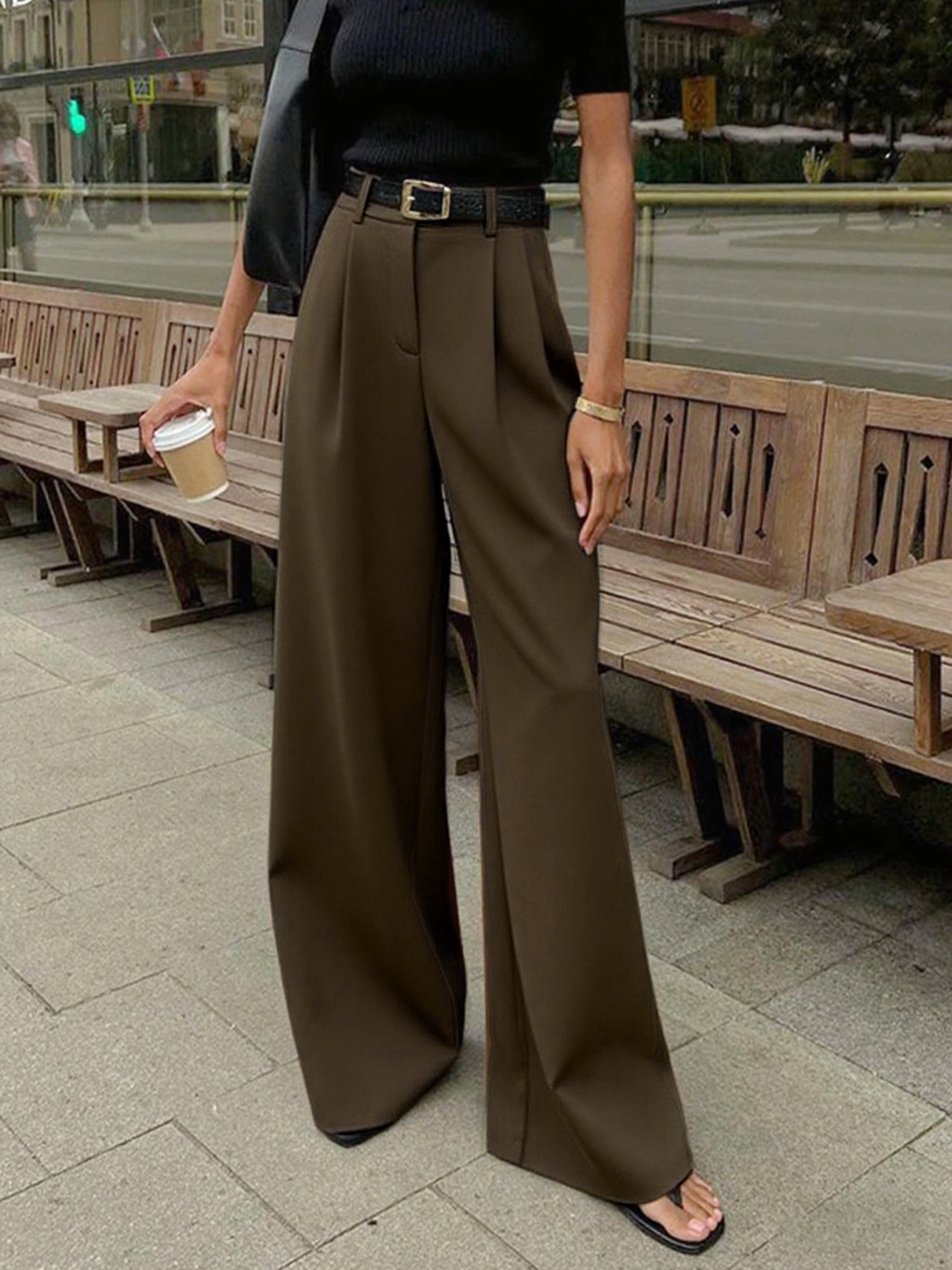 Marlene – Pantaloni in Tessuto Largo Senza Cintura 9