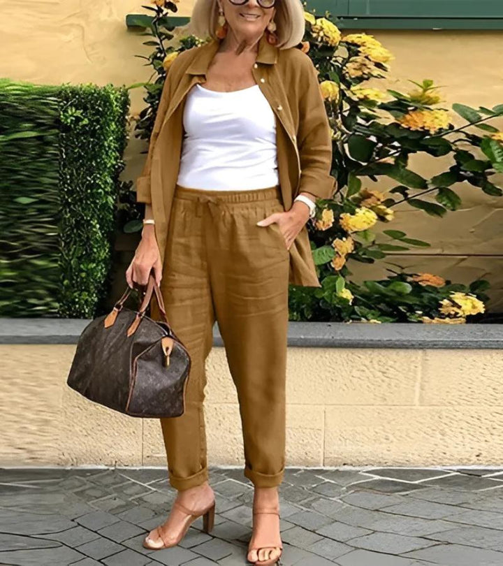 Martina | completo camicia e pantaloni in lino e cotone 0