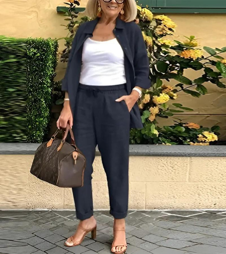 Martina | completo camicia e pantaloni in lino e cotone 4