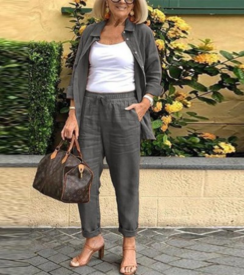 Martina | completo camicia e pantaloni in lino e cotone 6
