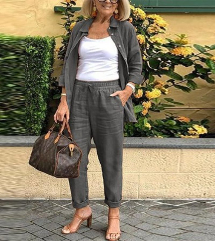 Martina | completo camicia e pantaloni in lino e cotone 6