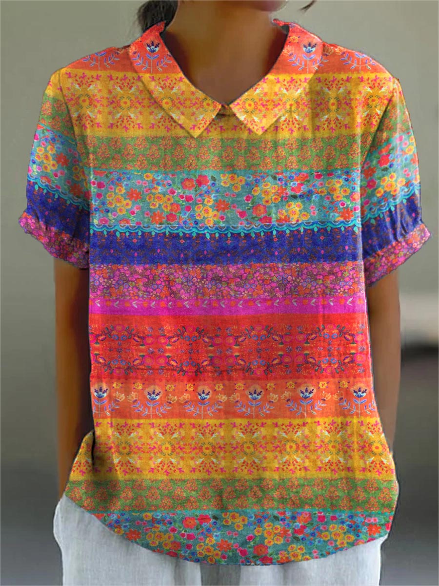 Maya | Camicia a righe floreali 0