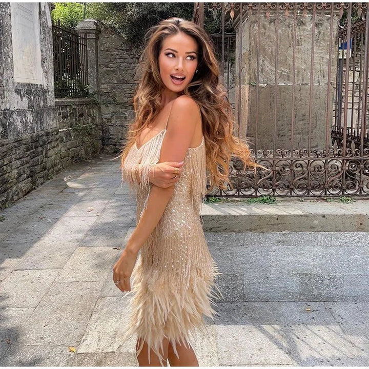 Meera - Abito Corto da Festa Piume, Elegante & Appariscente 2