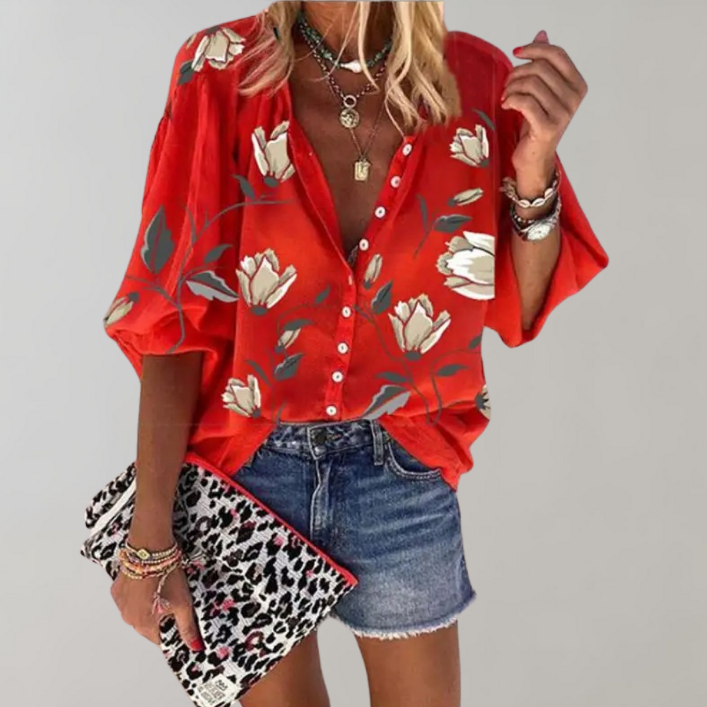 Melian - Blusa con motivo floreale per donne 3
