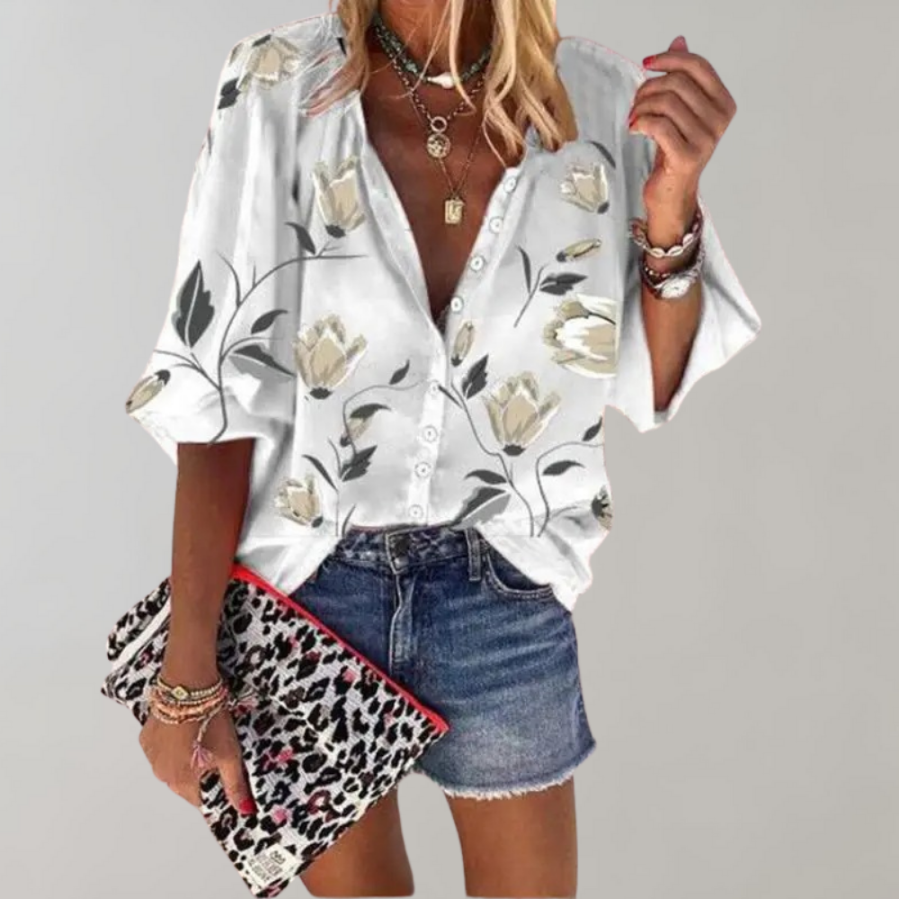 Melian - Blusa con motivo floreale per donne 4