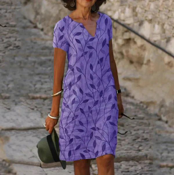 Melody - Mini Abito Donna Motivo Foglie Manica Corta 6