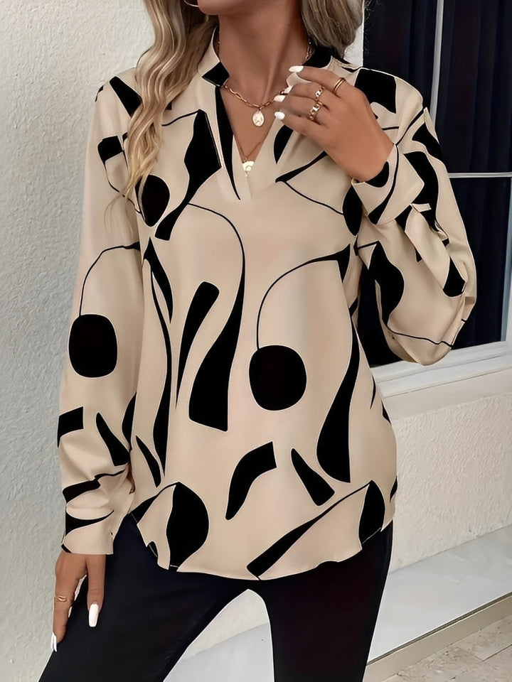 Melville - Elegante camicetta a maniche lunghe con stampa per donne 0