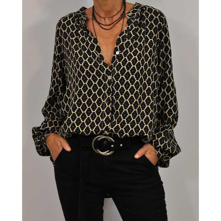 Meriva - Blusa sciolta con scollo a V e bottoni per donne 4