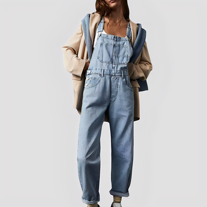 Mildred - Classica salopette di jeans a vestibilità comoda per donne 0