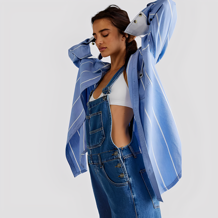 Mildred - Classica salopette di jeans a vestibilità comoda per donne 1