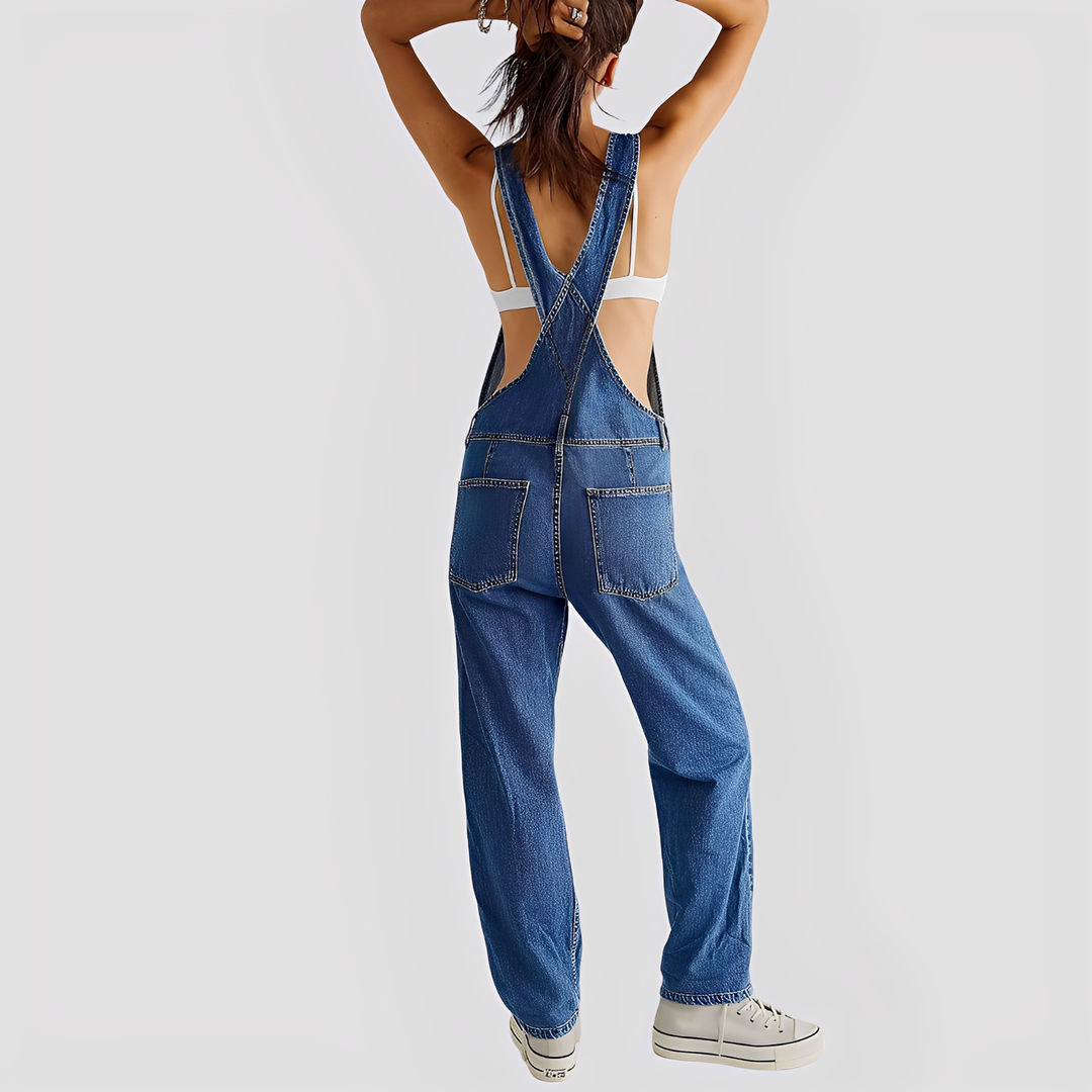 Mildred - Classica salopette di jeans a vestibilità comoda per donne 2