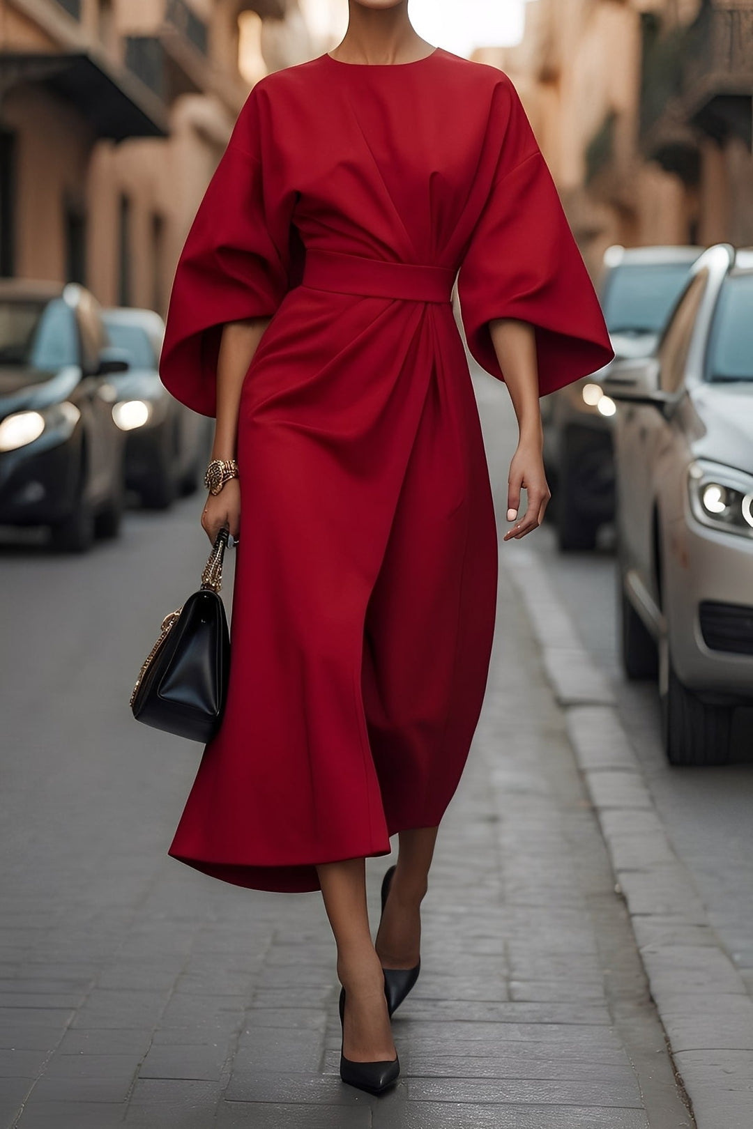 Nicole - Stiloso Midikleid con Maniche a Lanterna per Donne 2