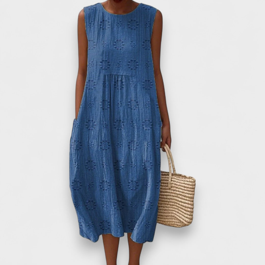 Nina - Elegante Abito In Cotone Senza Maniche Con Tasche 1