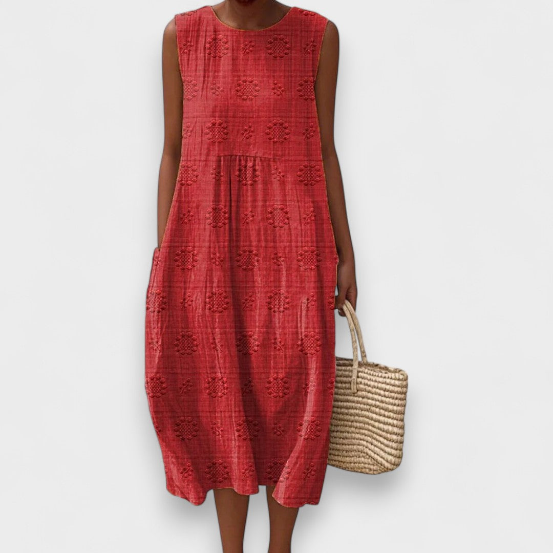 Nina - Elegante Abito In Cotone Senza Maniche Con Tasche 4