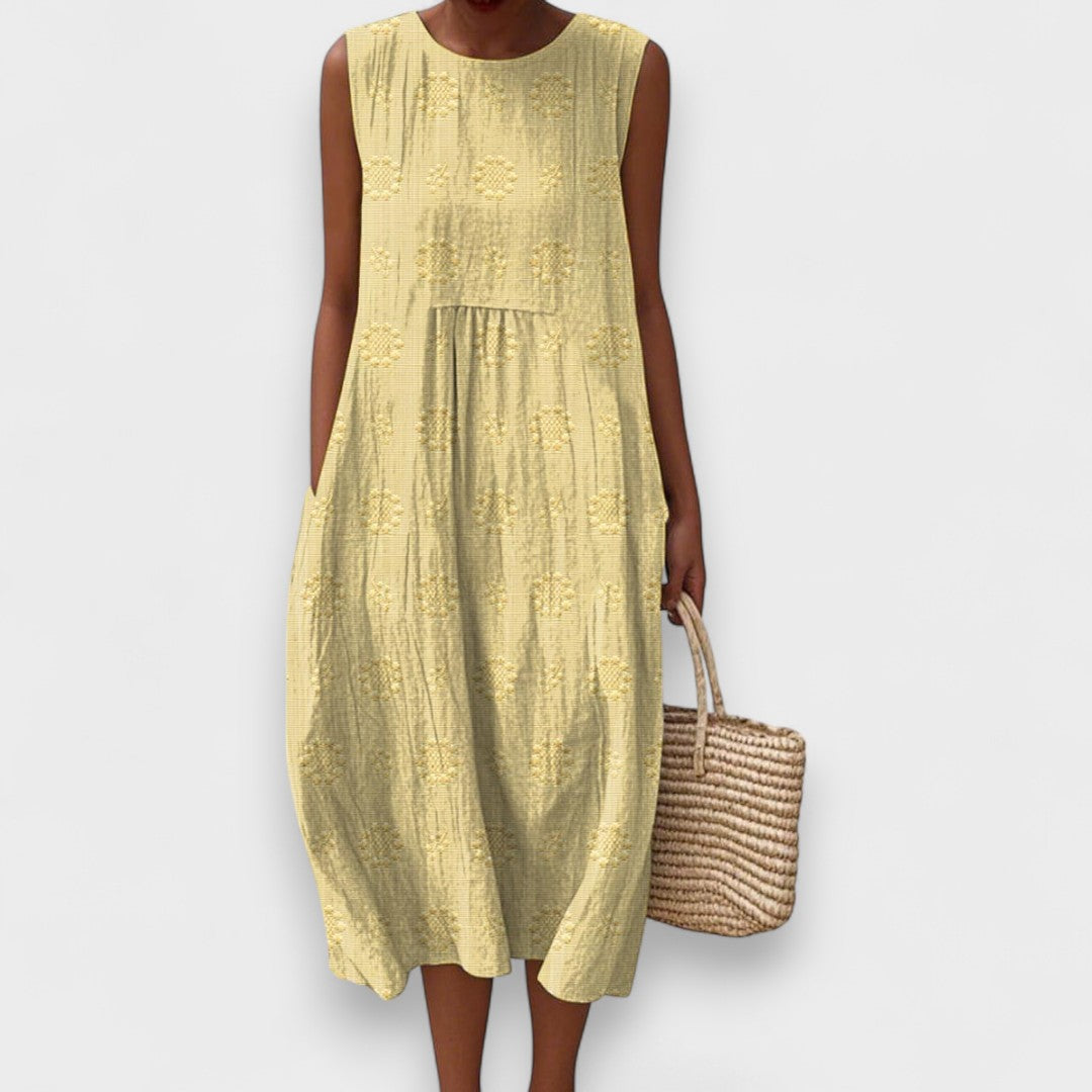 Nina - Elegante Abito In Cotone Senza Maniche Con Tasche 6