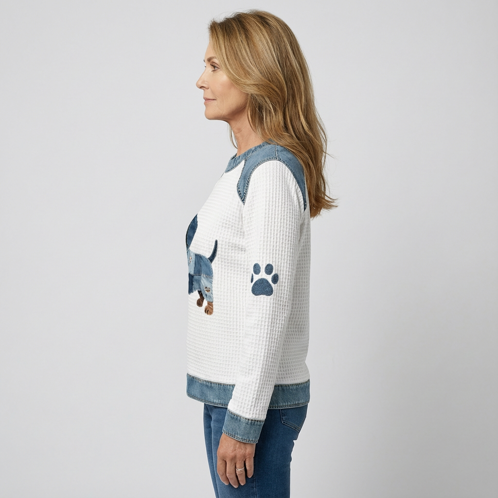Nuria – Incantevole cane bassotto con patchwork in denim 2