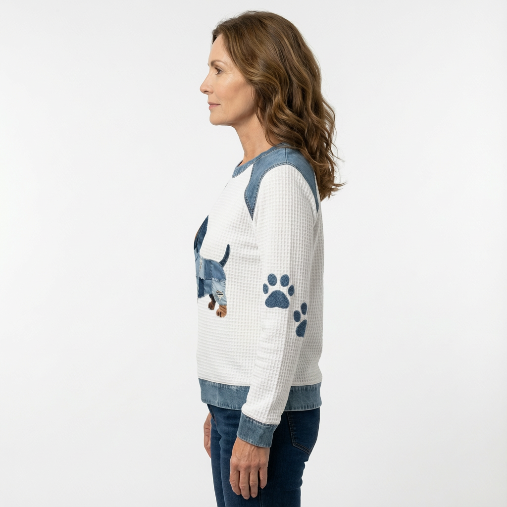 Nuria – Incantevole cane bassotto con patchwork in denim 5