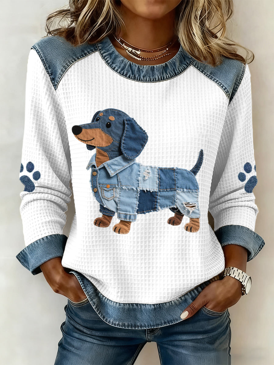 Nuria – Incantevole cane bassotto con patchwork in denim 6