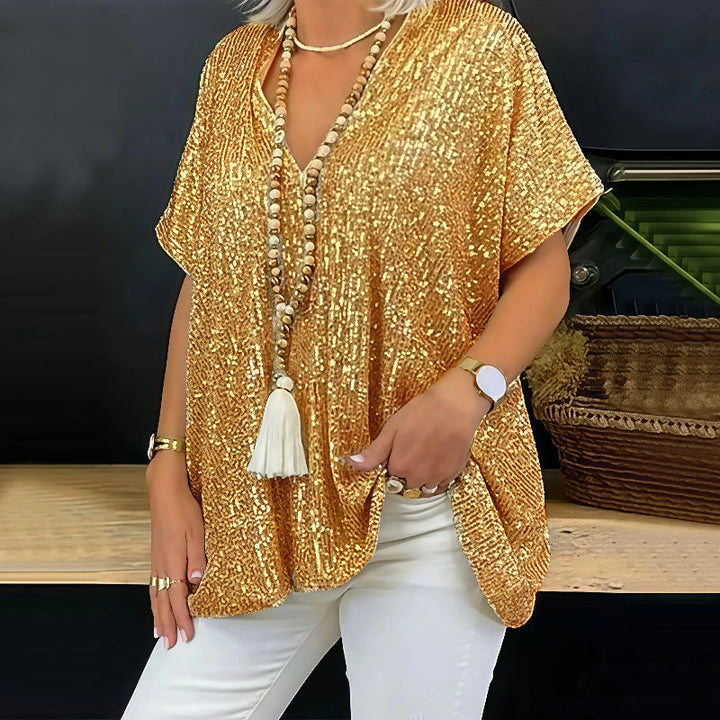 Paola - Maglietta con paillettes e scollo a V 4
