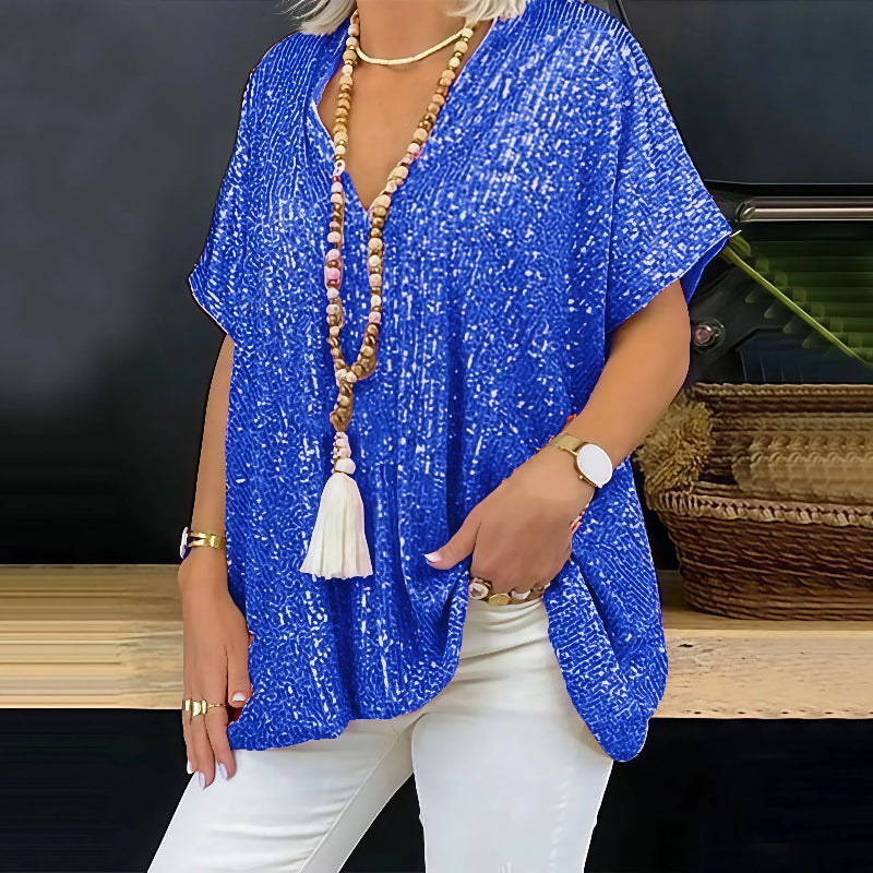 Paola - Maglietta con paillettes e scollo a V 5