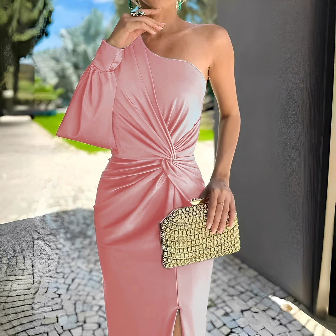 Pauline - Elegante abito monospalla drappeggiato per donne 0