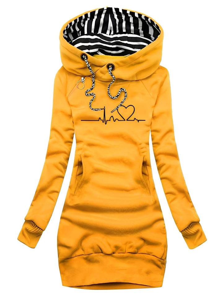 Roxanne - Abito in maglia casual stampato con cappuccio per donne 0