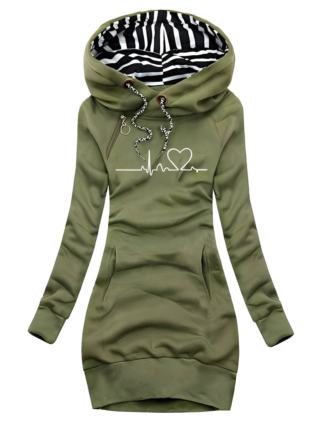 Roxanne - Abito in maglia casual stampato con cappuccio per donne 1