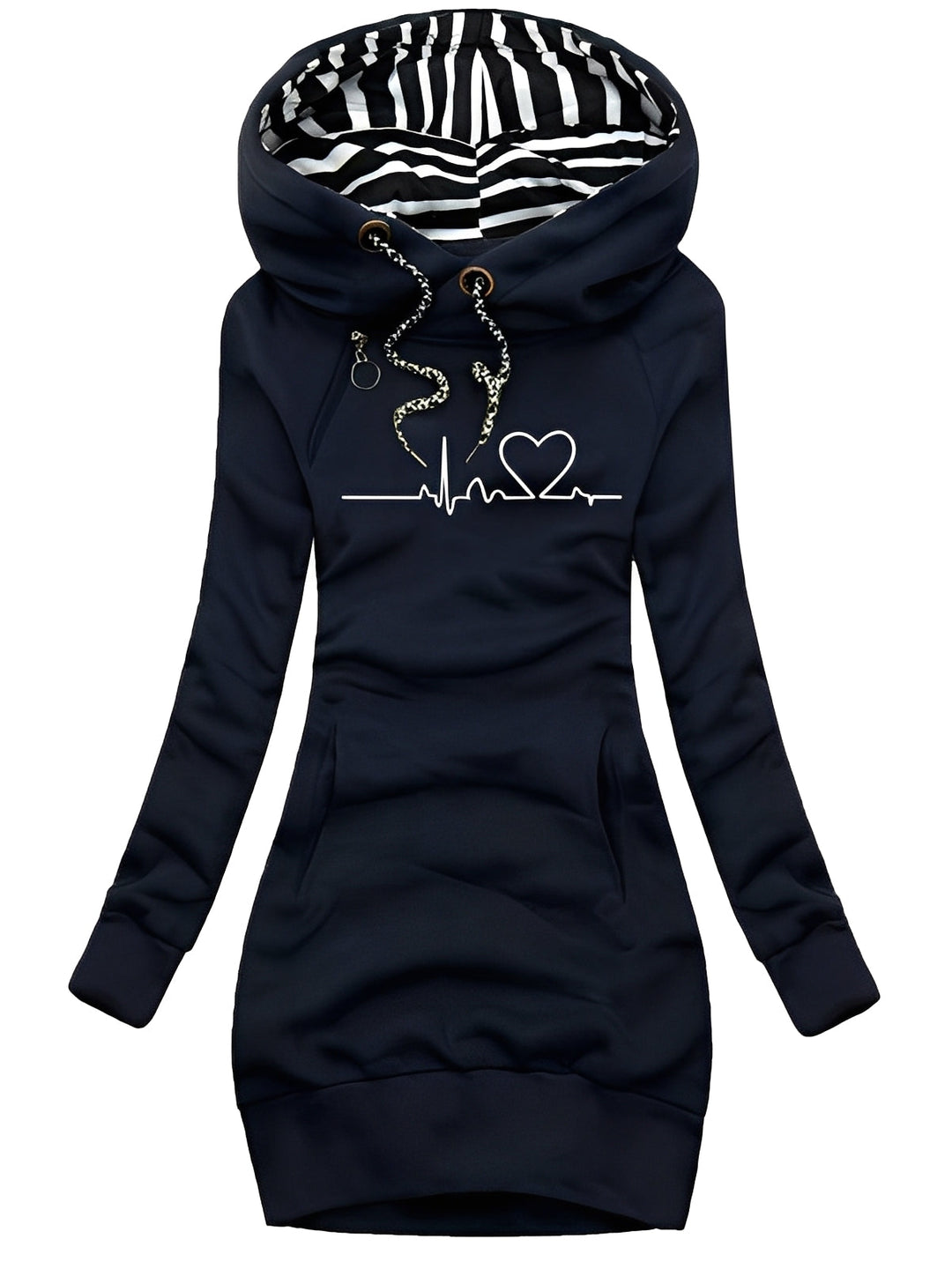 Roxanne - Abito in maglia casual stampato con cappuccio per donne 2